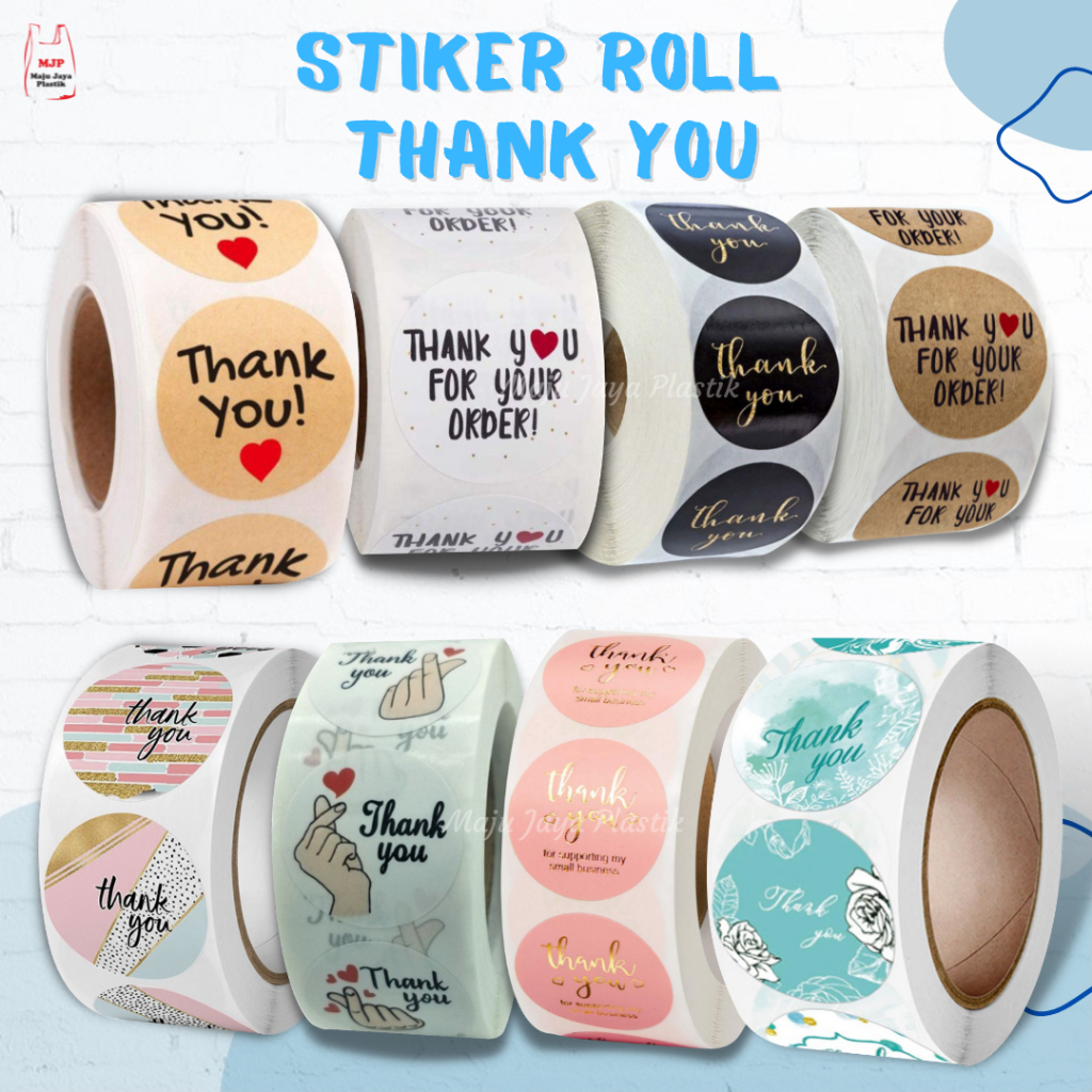 

Isi 10pcs Label Stiker thank you Dekorasi Segel Kemasan Packaging Sticker Roll Eid Mubarak 2.5cm