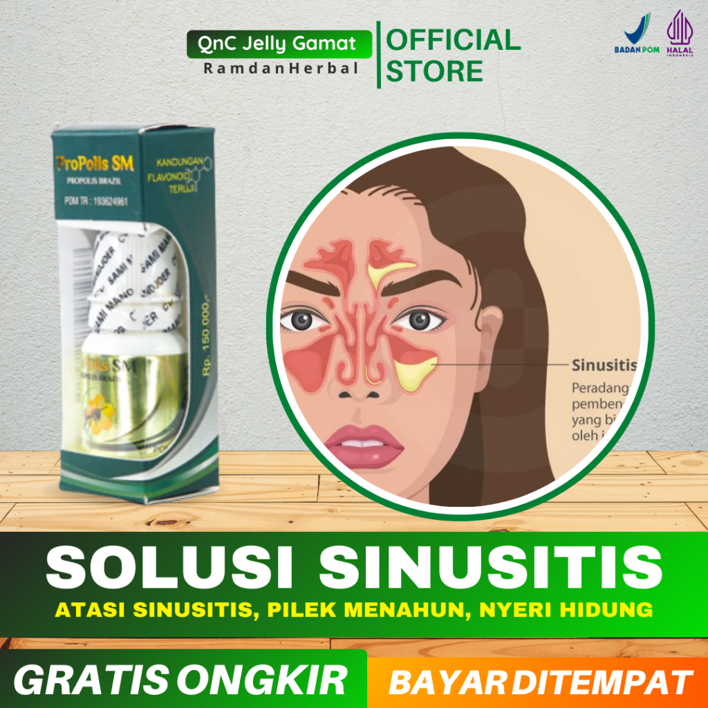 Obat Herbal Sinusitis, Batuk Menahun, Pilek Menahun  100% Herbal Alami Propolis SM