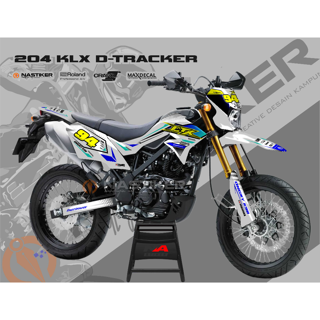DECAL KLX D-TRACKER FULL BODY PUTIH - DECAL KLX DTRACKER PUTIH DESAIN FREE