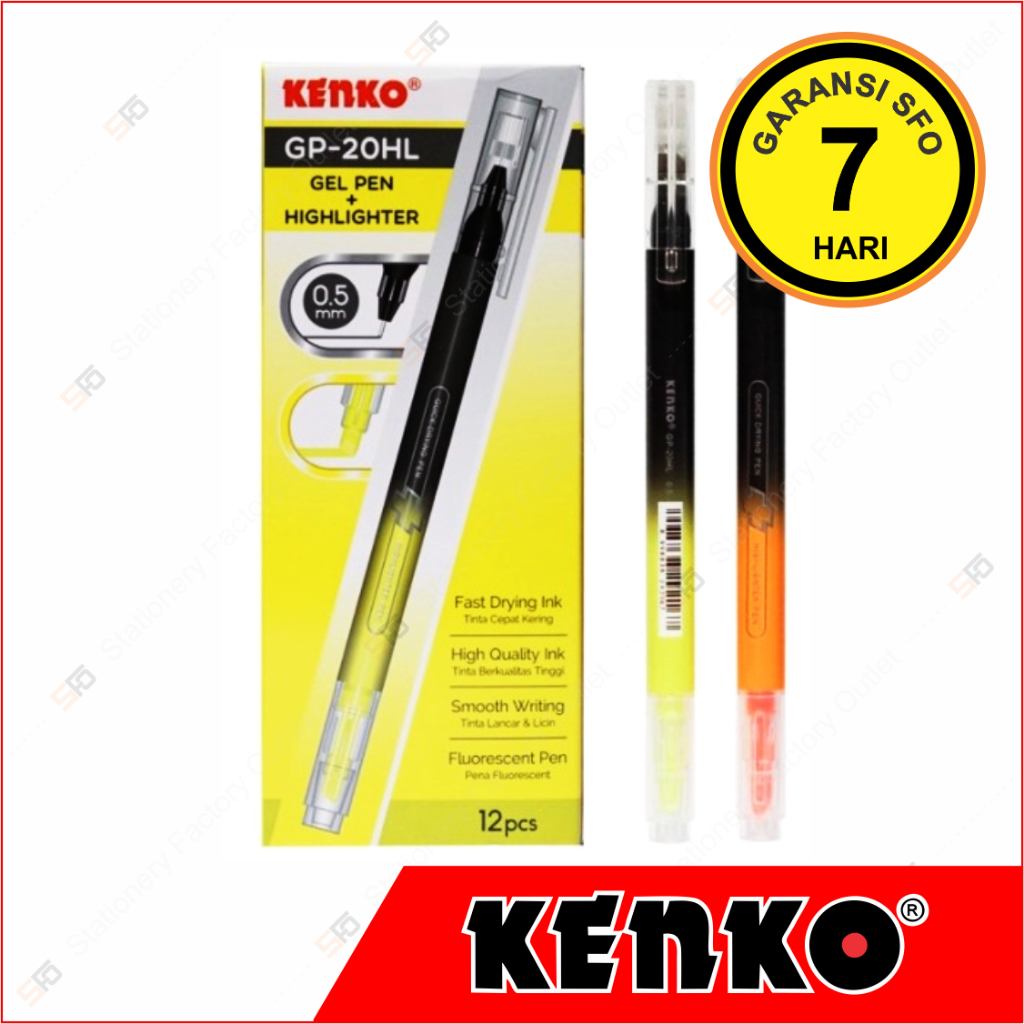 

Pulpen Gel + Highlighter Pen Kenko GP-20HL