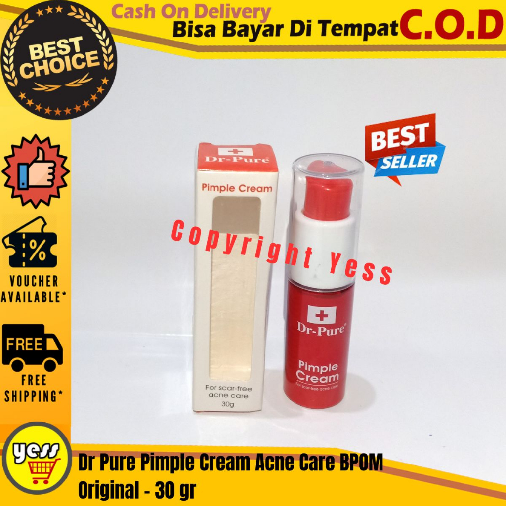 Dr Pure Pimple Cream Acne Care BPOM Original - 30 gr Pimple Cream Dr Pure Ampuh Menghilangkan Bekas 