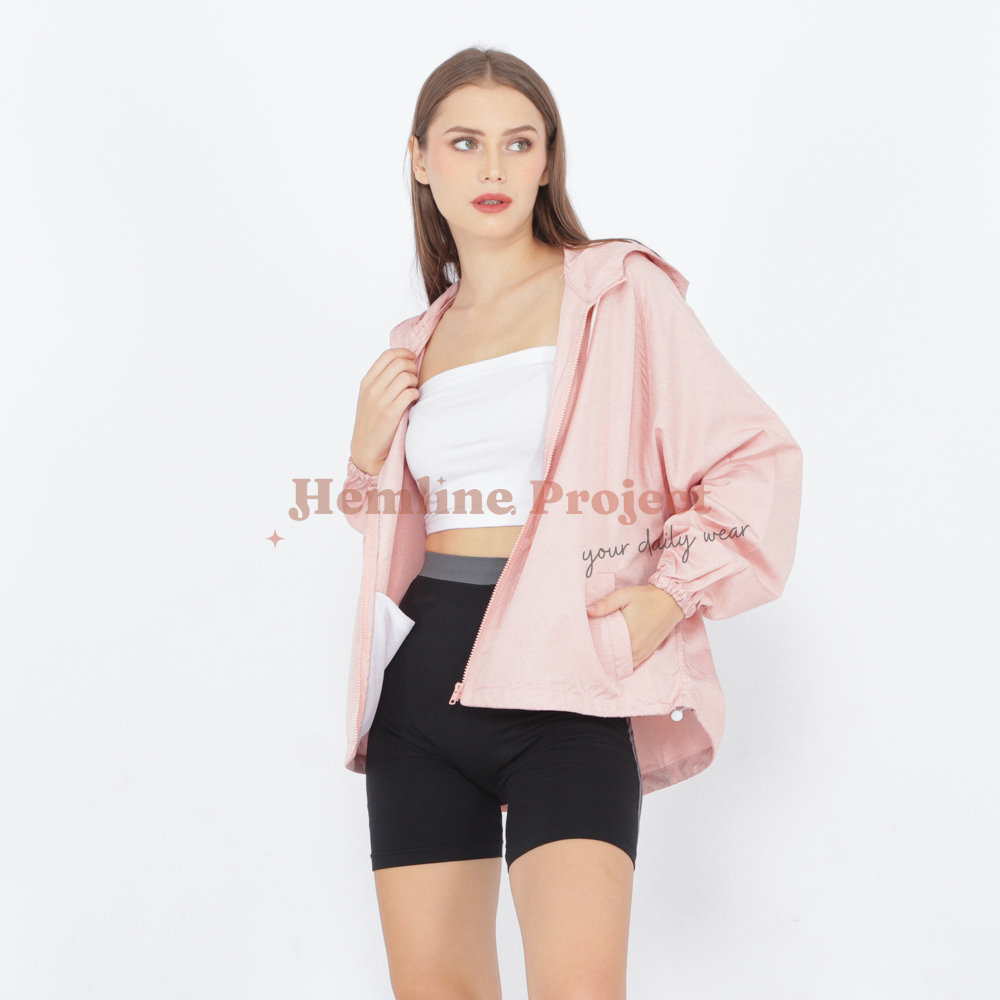 Ganis Oversized Jaket Peach - Jaket Parasut Hoodie