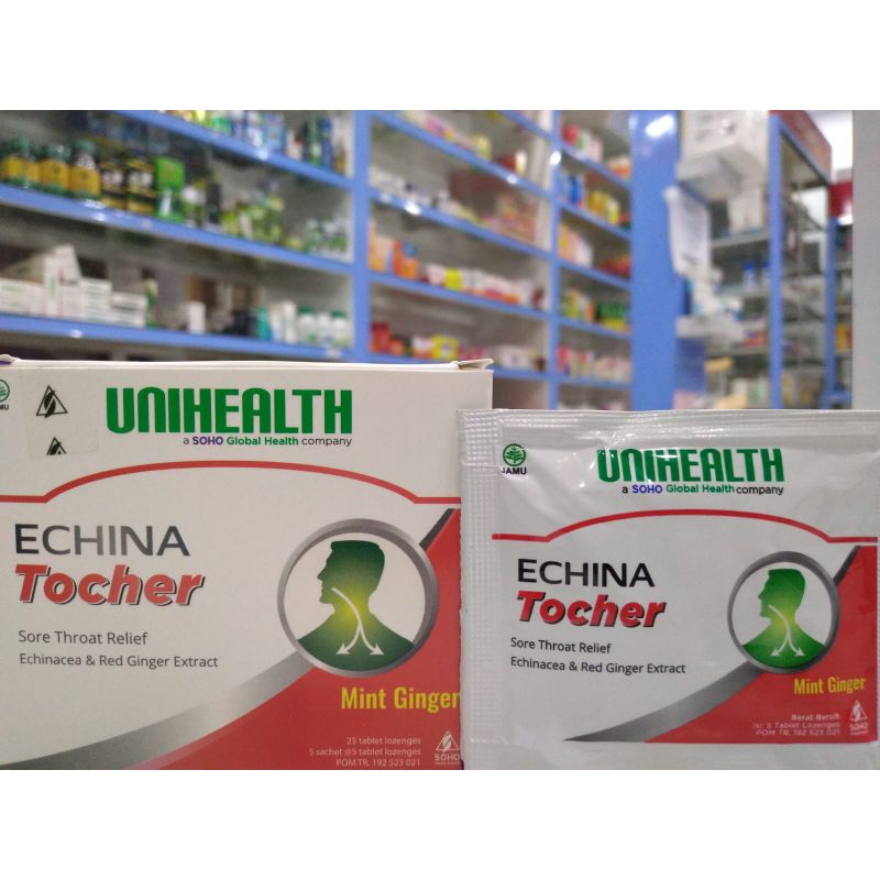 Echina Tocher Sore Throat Reliefe Unihealth (permen sakit radang tenggorokan dan untuk melegakan ten