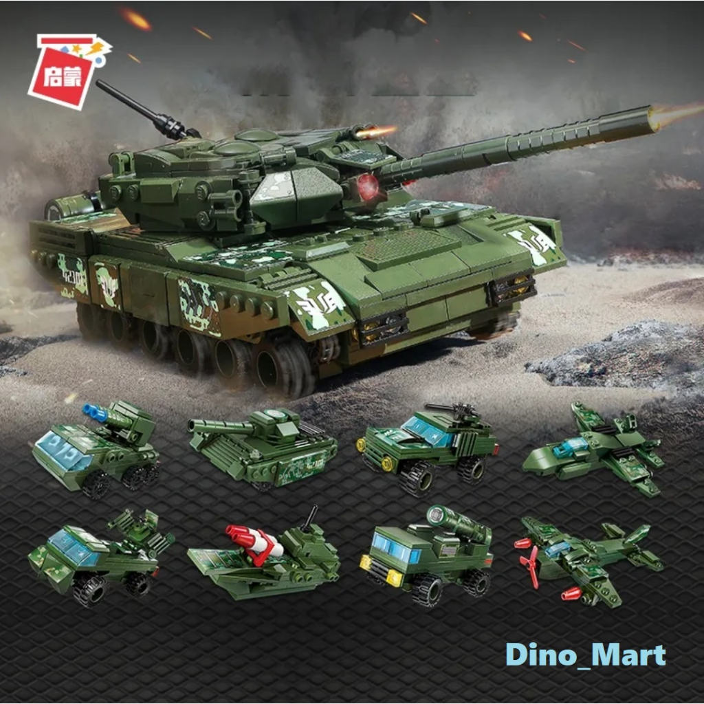 Qman Brick Kendaraan Perang Trans Combo 8 in 1 War Spirit Wheeled Tank 42301 - Dino_Mart