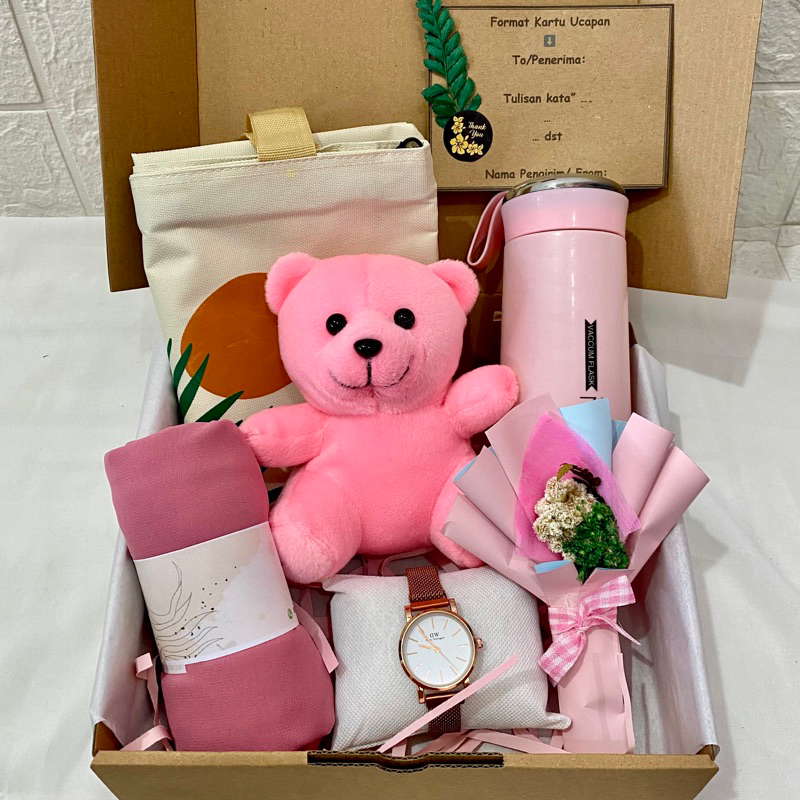 

Kado Ulang Tahun Cewek Kado Anniversary Hadiah Pacar Kado Wisuda Kado valentine Tote bag Tas Kado Botol Hijab Jam Tangan Wanita Gift box