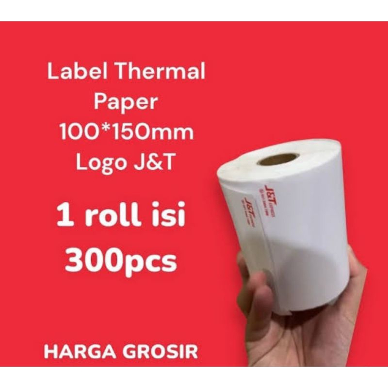 

Stiker Label Thermal Logo J&T 100x150mm 2(dua) Rangkap 1 roll isi 300lembar