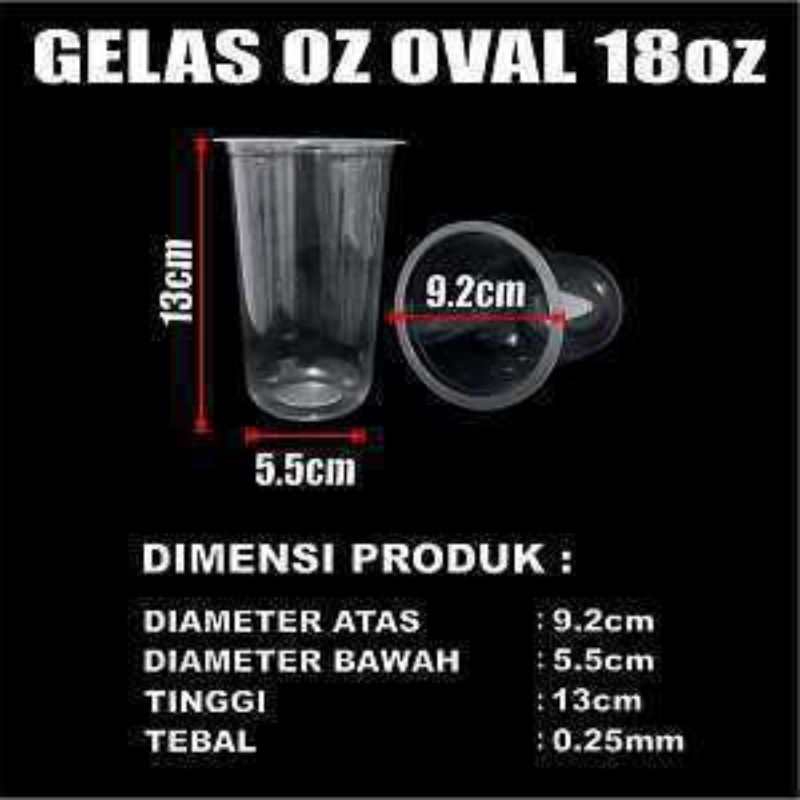 gelas  cup 18 oz oval