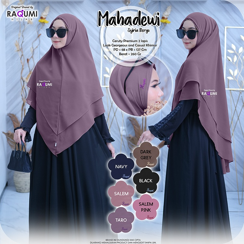 MAHADEWI SYIRIA KHIMAR CASUAL HIJAB, KHIMAR CERUTY PREMIUM 2 LAPIS 2 LAYER, SYIRIA NON PAD DAN SIZE 