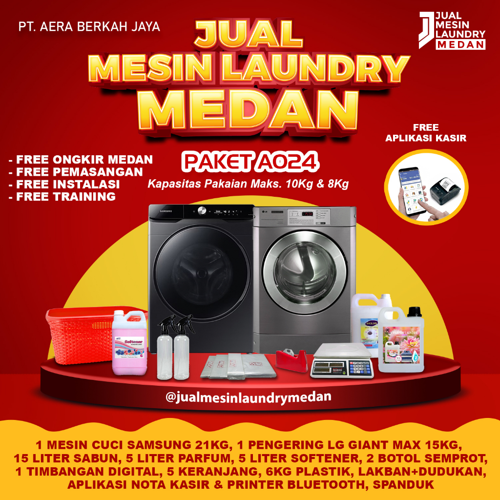Paket Usaha Laundry Medan Bandar Lampung Samsung 21Kg + Dryer LG Giant Max 15Kg A024