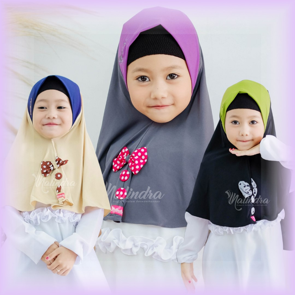 Hijab Anak Jilbab Instan Terbaru Kekinian Sd Sekolah Bordir Nalindra 4-5 Tahun