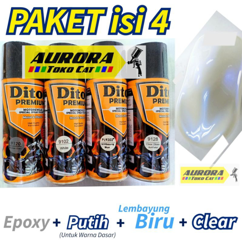 PAKET Lembayung Biru Diton Premium termasuk Epoxy Primer Grey 9120 + Putih White 9102 + Lembayung Bl