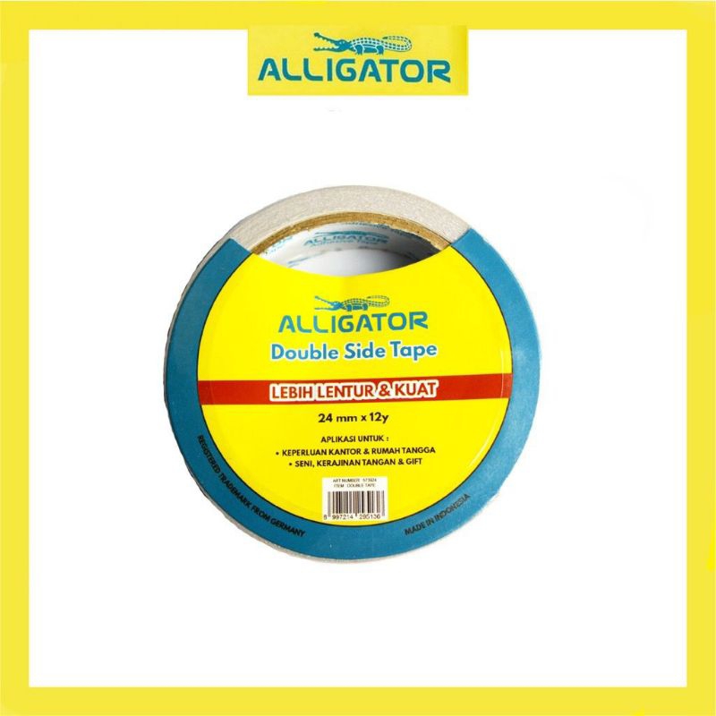 

Alligator Double Tape 24mm X 12 Yard / Double Tape Kertas / Double Tape Serbaguna