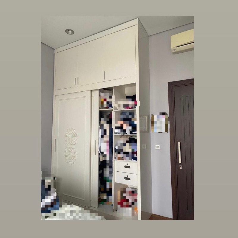 Lemari Baju Kayu Putih Minimalis Sliding Door