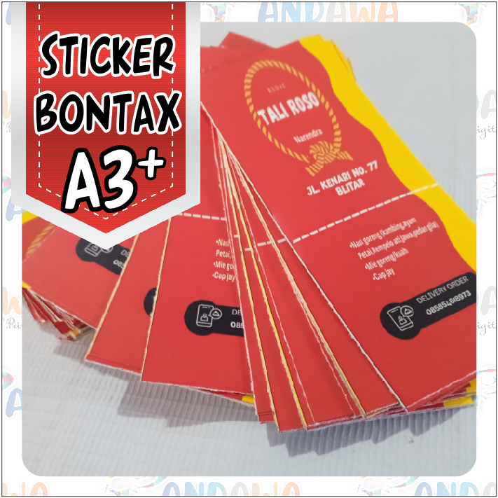 

Stiker Label Makanan Bahan Bontak/Cromo Ukuran a3+