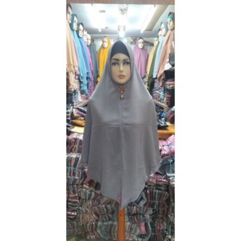 TERPOPULER HIJAB KHIMAR CERUTY BABYDOLL MODEL PINGUIN POLOS SIZE XL.JUMBO ORI.