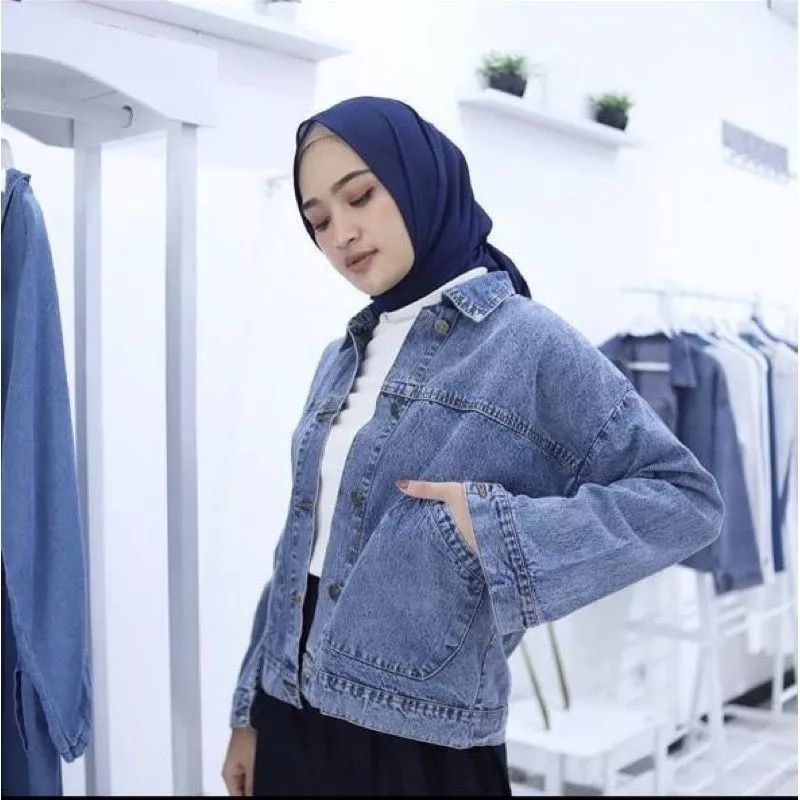 jaket wanita jeans oversize jeket jins wnta jumbo jacket jens perempuan dewasa jket jeens cewek jean