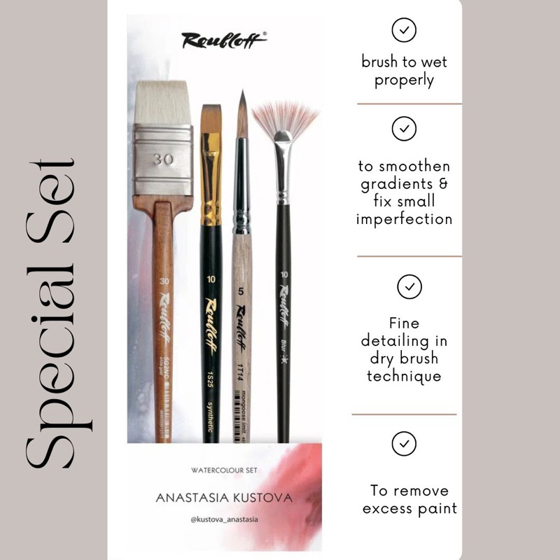

Kuas Lukis premium set Roubloff Anastasia Kustova dalam zip lock cocok untuk plein air