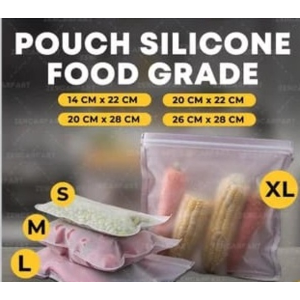 Reusable Ziplock Silicone Silikon Pouch Food Kantong Zip Zipper KLip Bag Makanan Kedap Udara Matte P