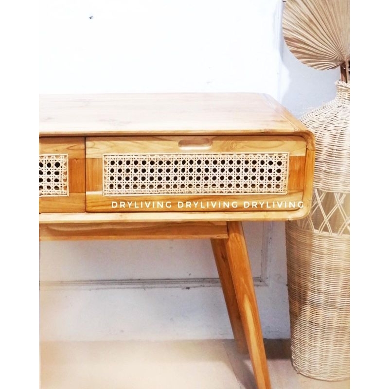 CONSOLE TABLE TEAK RATTAN