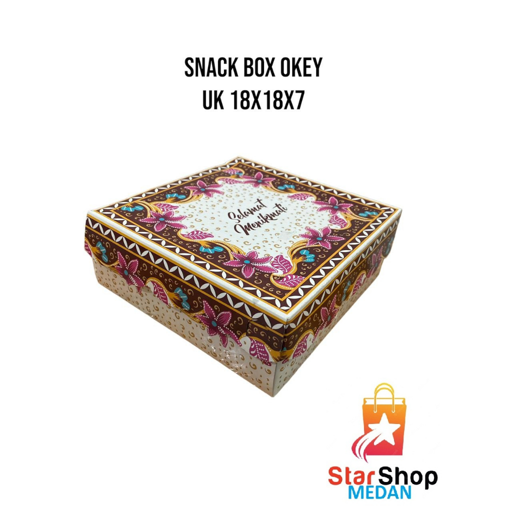 SNACK BOX BATIK- CATERING BOX BATIK - MEREK OKEY- Uk 18x18x7