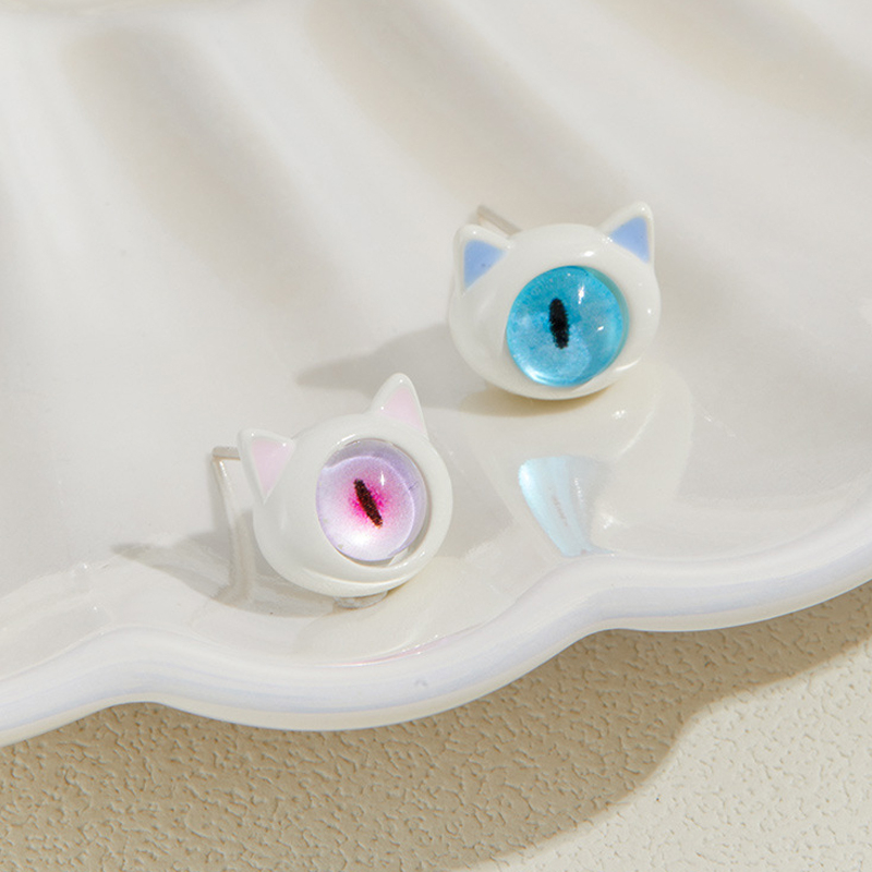 COD✨ Anting Geometris Monster Bermata Besar Kartun Lucu Korea Gaya Opal Untuk Anak Perempuan Dan Wanita-Yinmer