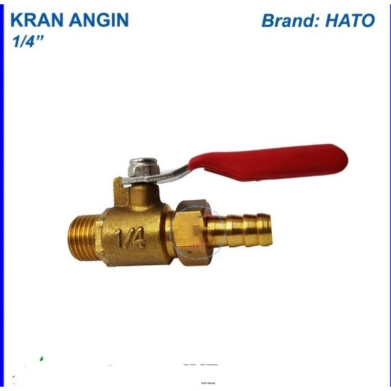 Kran 1/4" Hato Kran Gas Kran Compresor Kuningan Ball Valve