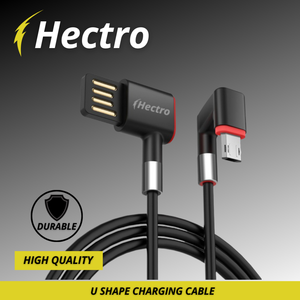 HECTRO Kabel Data Fast Charge USB Type C Micro Iphone Model U Shape 180 Derajat