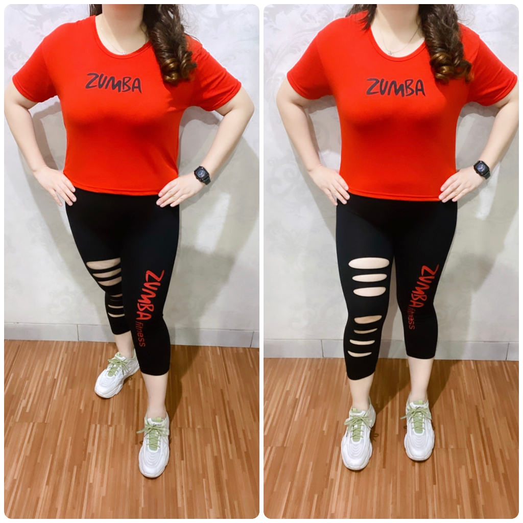 Baju Senam Jumbo Zumba Dasar Merah Crop Senam Aerobic Zumba