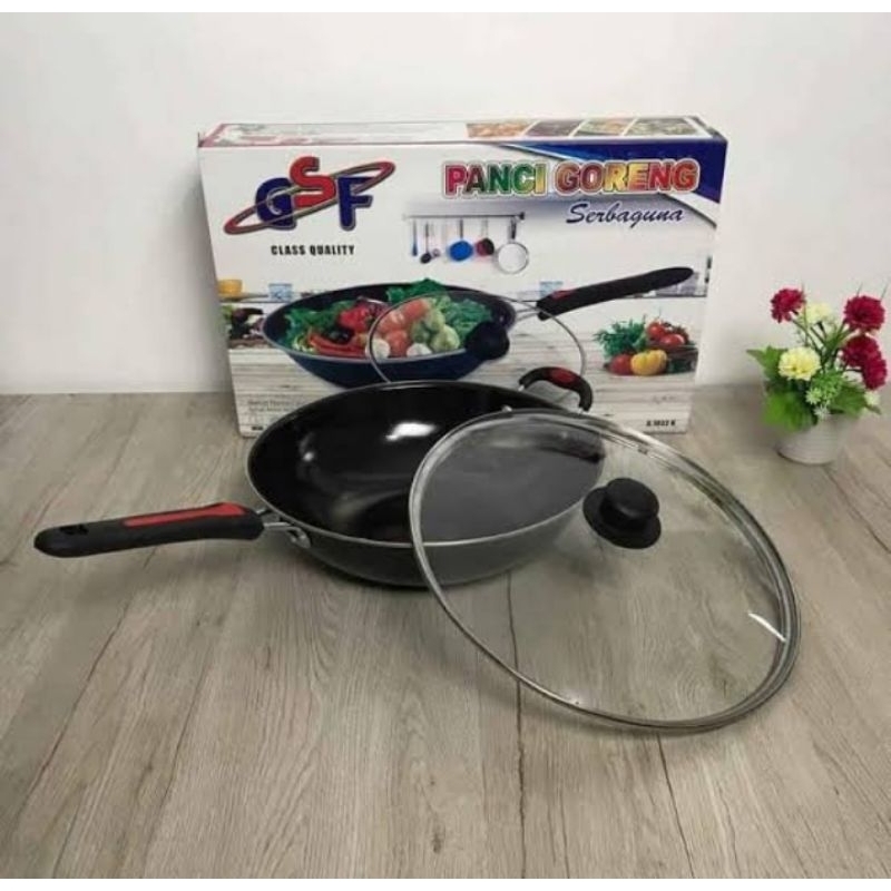 Gsf g-1032k panci goreng serbaguna enamel tutup kaca - 103