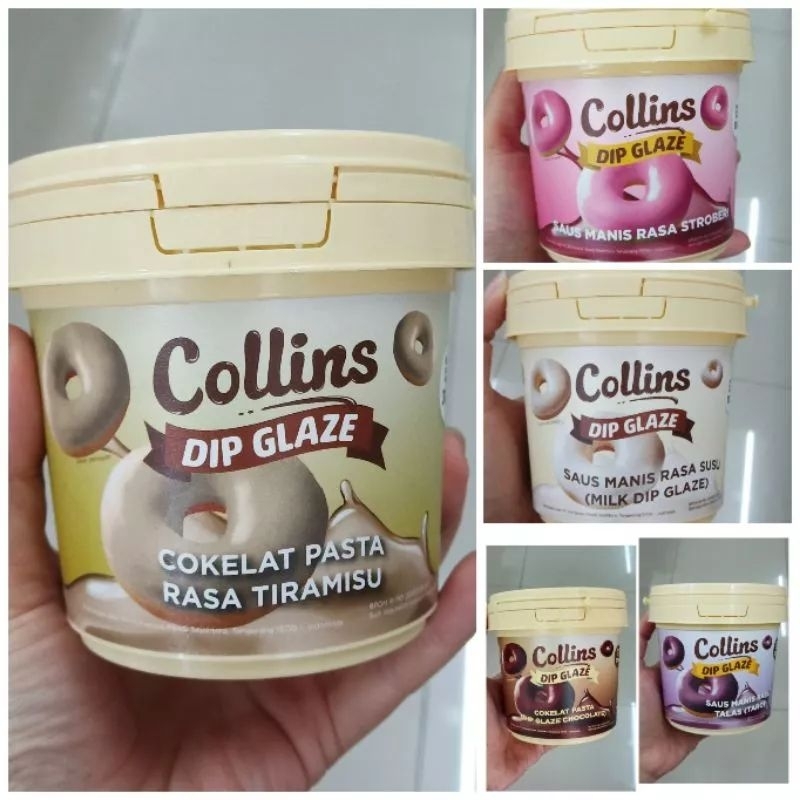 

300gr COLLINS dip glaze saus manis untuk celupan toping donat roti kue