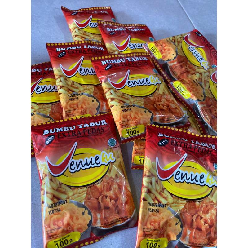 

bumbu tabur vennueku extra pedas/balado/jagung manis/pedas manis