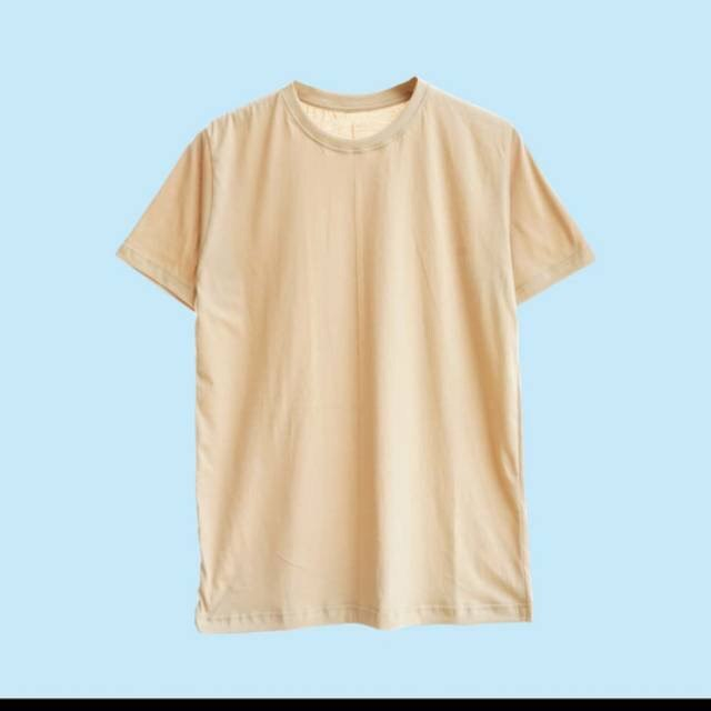 Kaos Polos Atasan Pria Wanita Oblong Pendek PE Soft || Baju Polos Pria Termurah-CREAM L