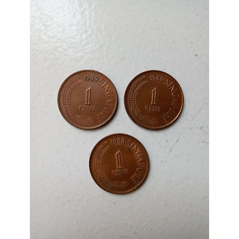 Uang Koin Kuno Singapura 1 cent tahun 1980