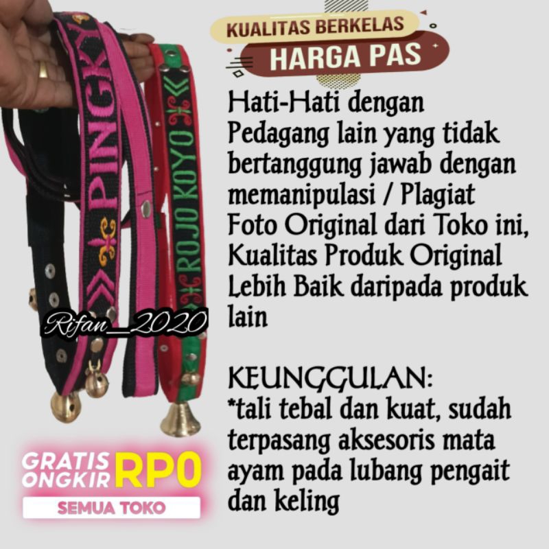 Kalung kambing domba etawa bordil bisa request nama variasi lonceng 3+Tali tuntun/COD