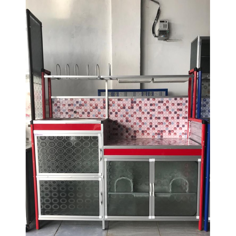 rak kompor + cuci piring dan rak piring Stanlies bahan bagus