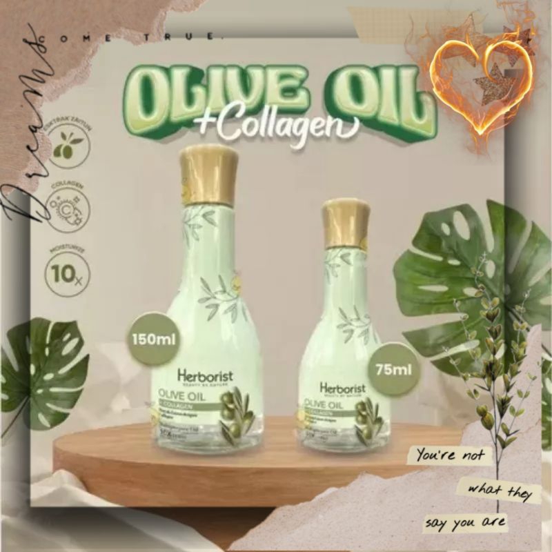 Herborist Olive Oil Collagen live | Stretch Mark| Minyak Zaitun Plus Collagen 75ml + 150ml Collagen 
