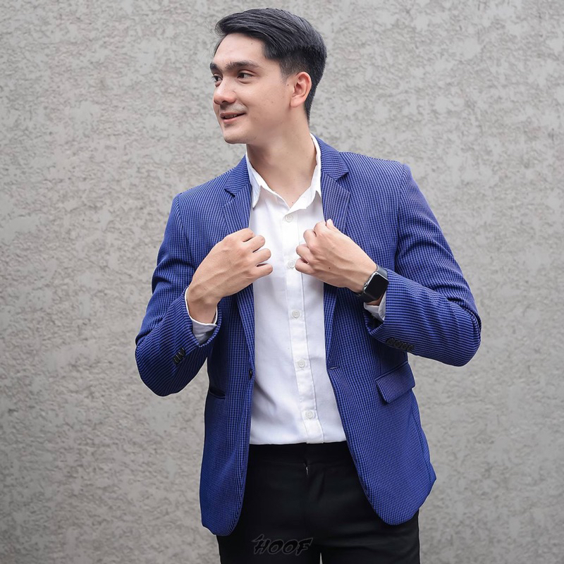 Sevenfour Jas blazer pria casual best quallity hunstmen biru violet blazer motif