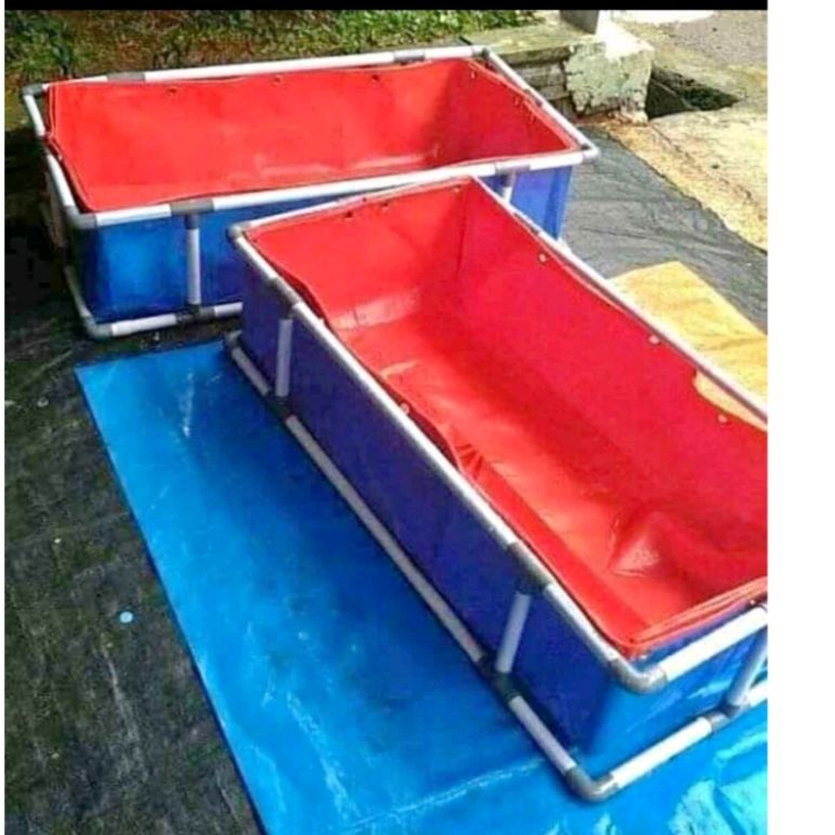 terpal kolam plus rangka pipa ukuran 100x50x25cm