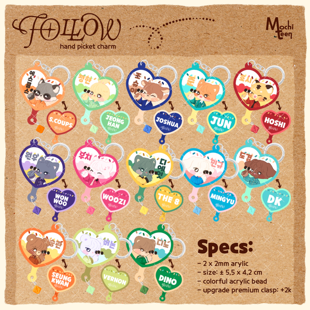 MochiTeen Seventeen ‘FOLLOW’ Hand Picket Charm | Ganci Seventeen