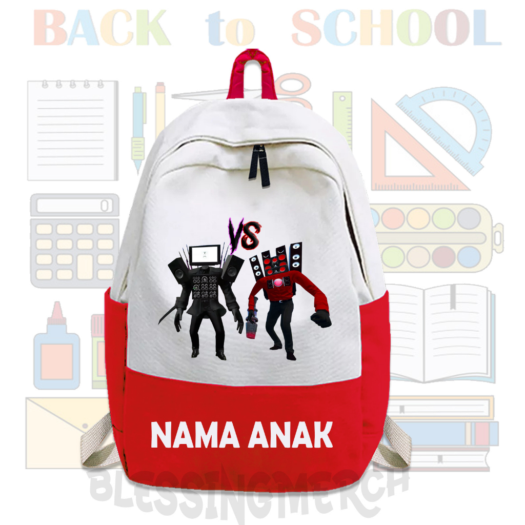 TAS RANSEL ANAK MOTIF TITAN TVMAN VS TITAN SPEAKERMAN TERBARU