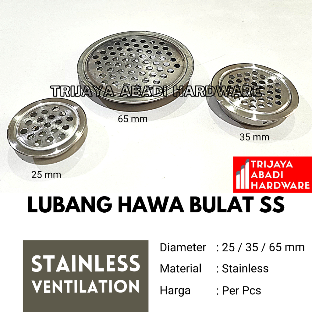 Ventilasi Bulat 25 mm Stainless Steel - Lubang Hawa Bulat Furniture