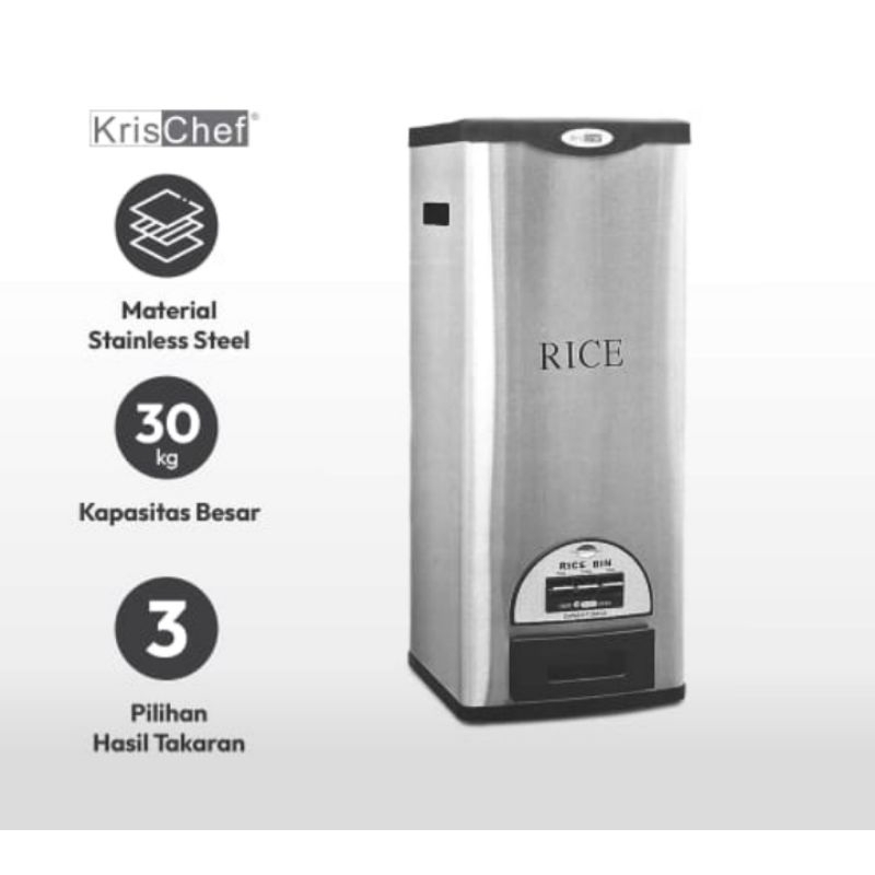 Rice box, dispenser beras, tempat beras 30kg