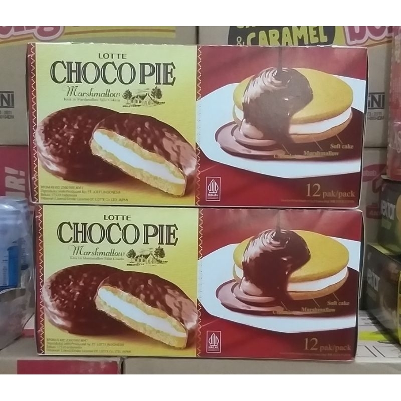 

LOTTE CHOCOPIE Marshmallow salut coklat 1 pak isi 12