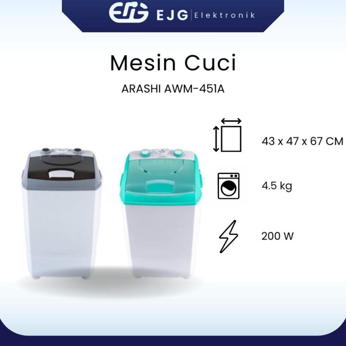 Mesin Cuci Mini Portable ARASHI AWM 451A Laundry AWM451A