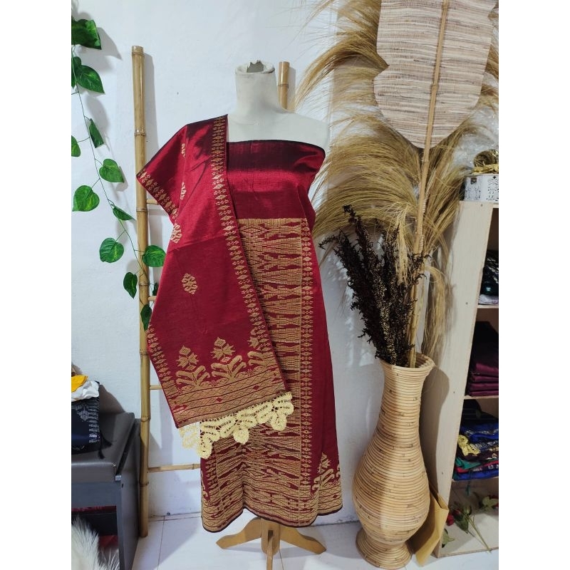 Songket silungkang warna merah marun TERLARIS