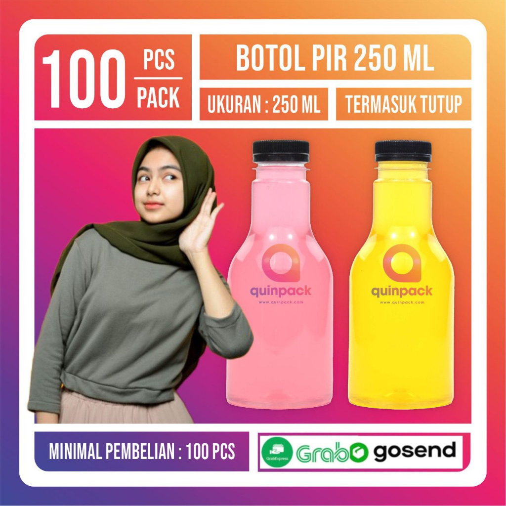 Botol Plastik Pir 250 ML - Botol Almond Pir 250ML - PET Shortneck SN Murah - Kale Cantik Unik 250ML