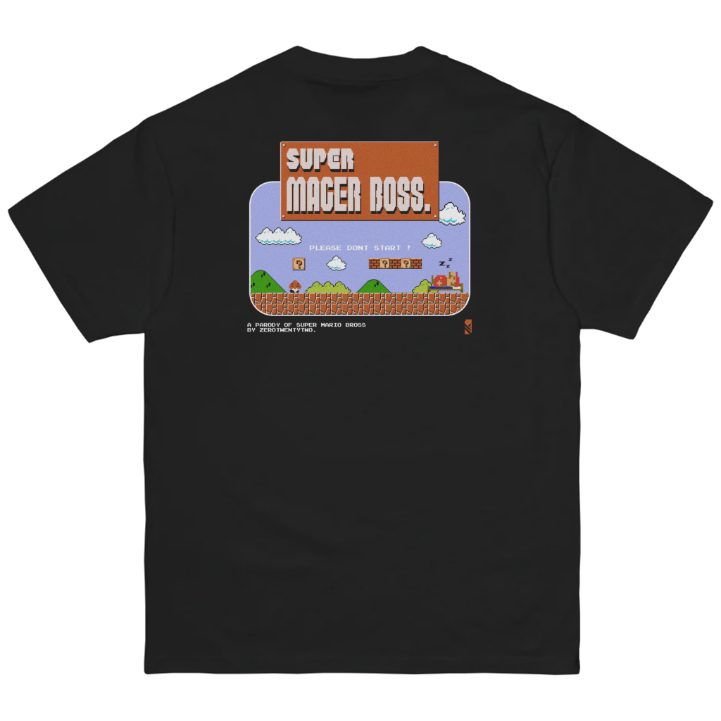 ZeroTwentyTwo T-Shirt Nothing To Do Super Mager Bos Black | Kaos Pria Parodi Plesetan Lucu Nintendo 