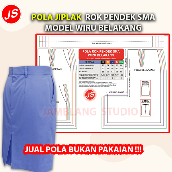 Pola Jiplak Rok Pendek SMA Wiru Belakang