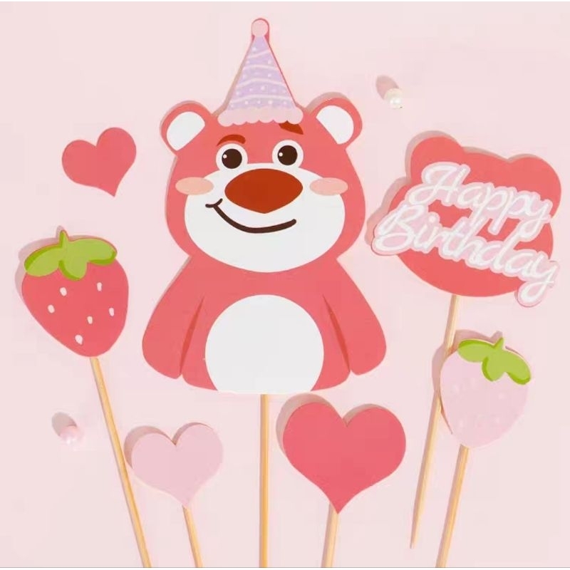 topper lotso /topper happy birthday /topper pink /topper anak /topper cake /topper happy birthday