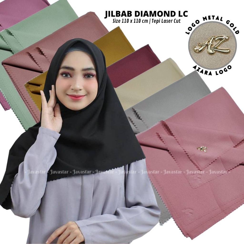 (GROSIR COD) DIAMOND CRAPE LASER CUT by AZARA HIJAB KERUDUNG SCARF SEGI EMPAT